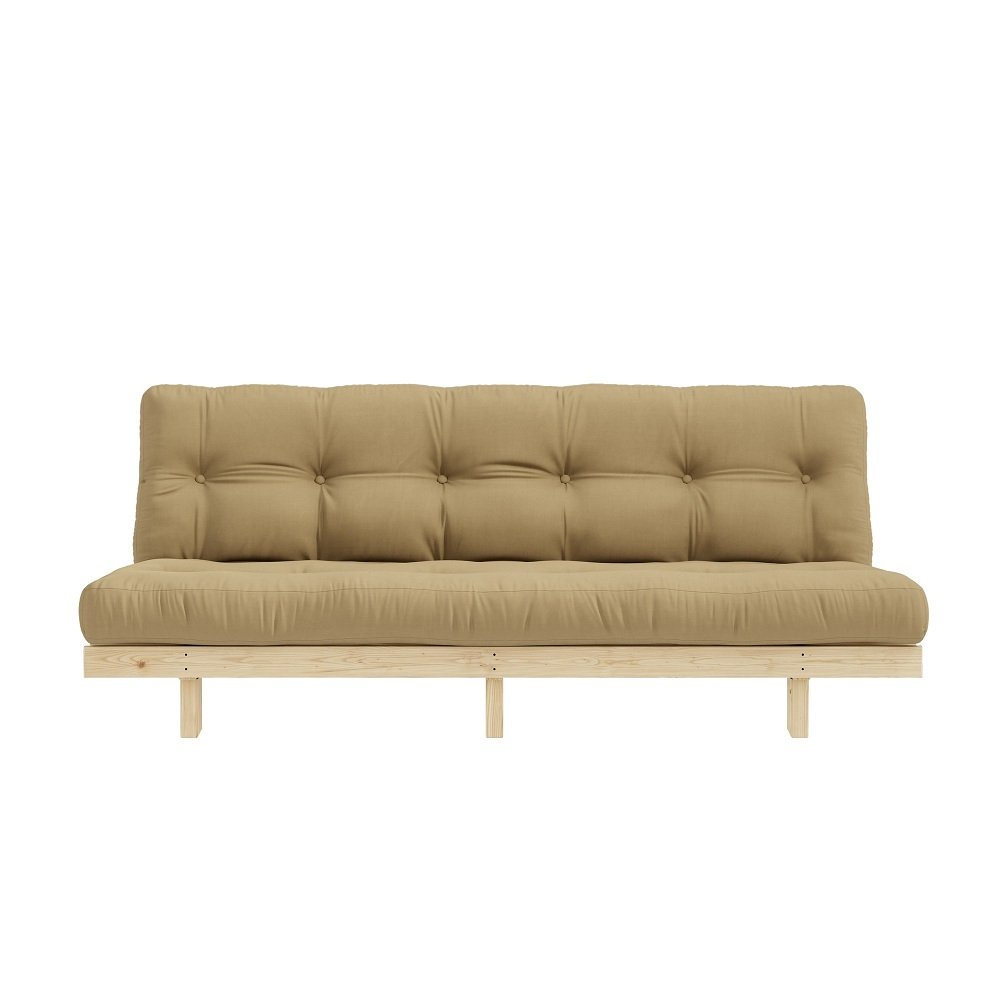 Banquette convertible futon LEAN pin coloris beige blé couchage 130*190 cm.